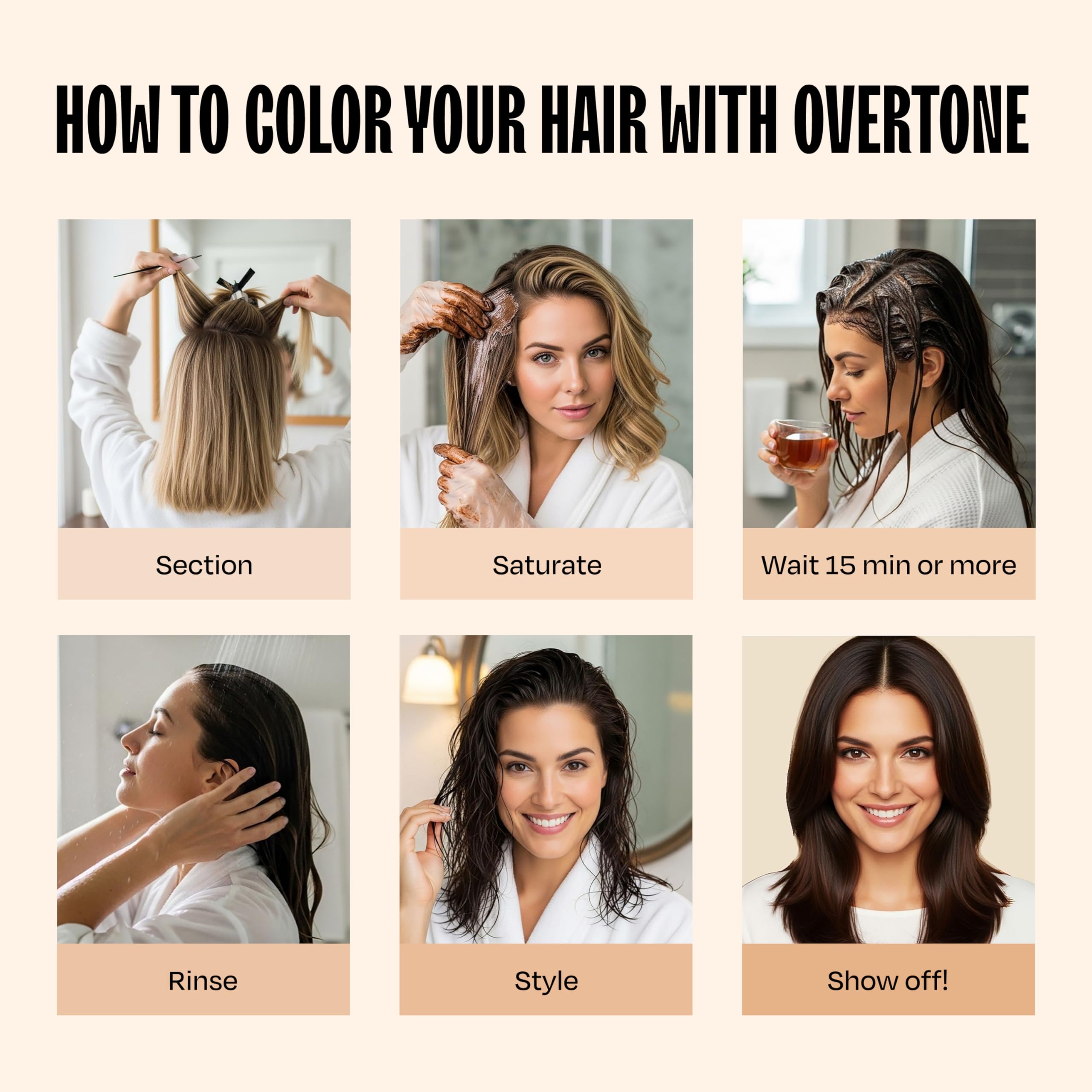 Overtone Espresso Brown bathroom setup for quick at-home color sessions.