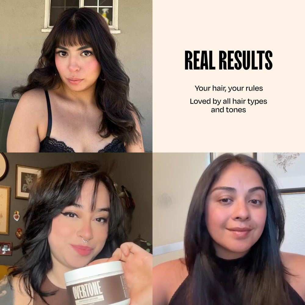 Overtone Espresso Brown vegan cruelty-free label on packaging.