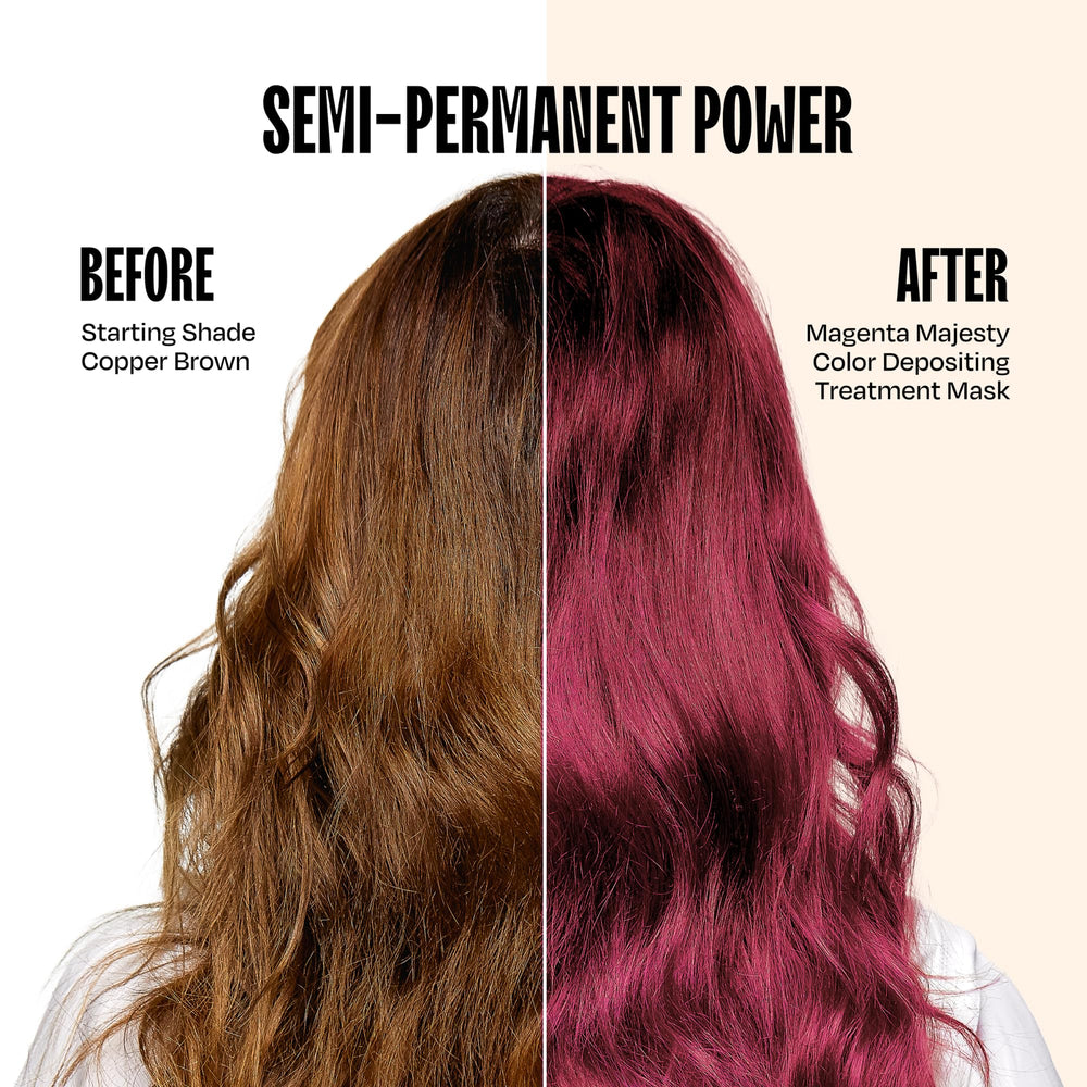 oVertone Extreme Magenta creamy mixture on hair shows even application