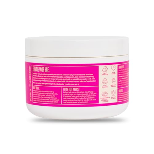 oVertone gloved hand applying product to dry hair for at-home color deposition