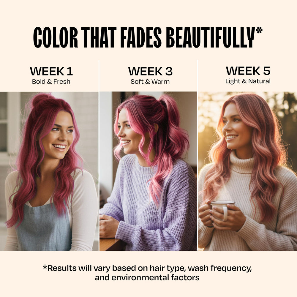 oVertone Extreme Magenta post-color hair with healthy shine