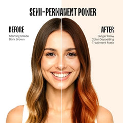 Saturated ginger shade swatch showing rich color deposit on hair