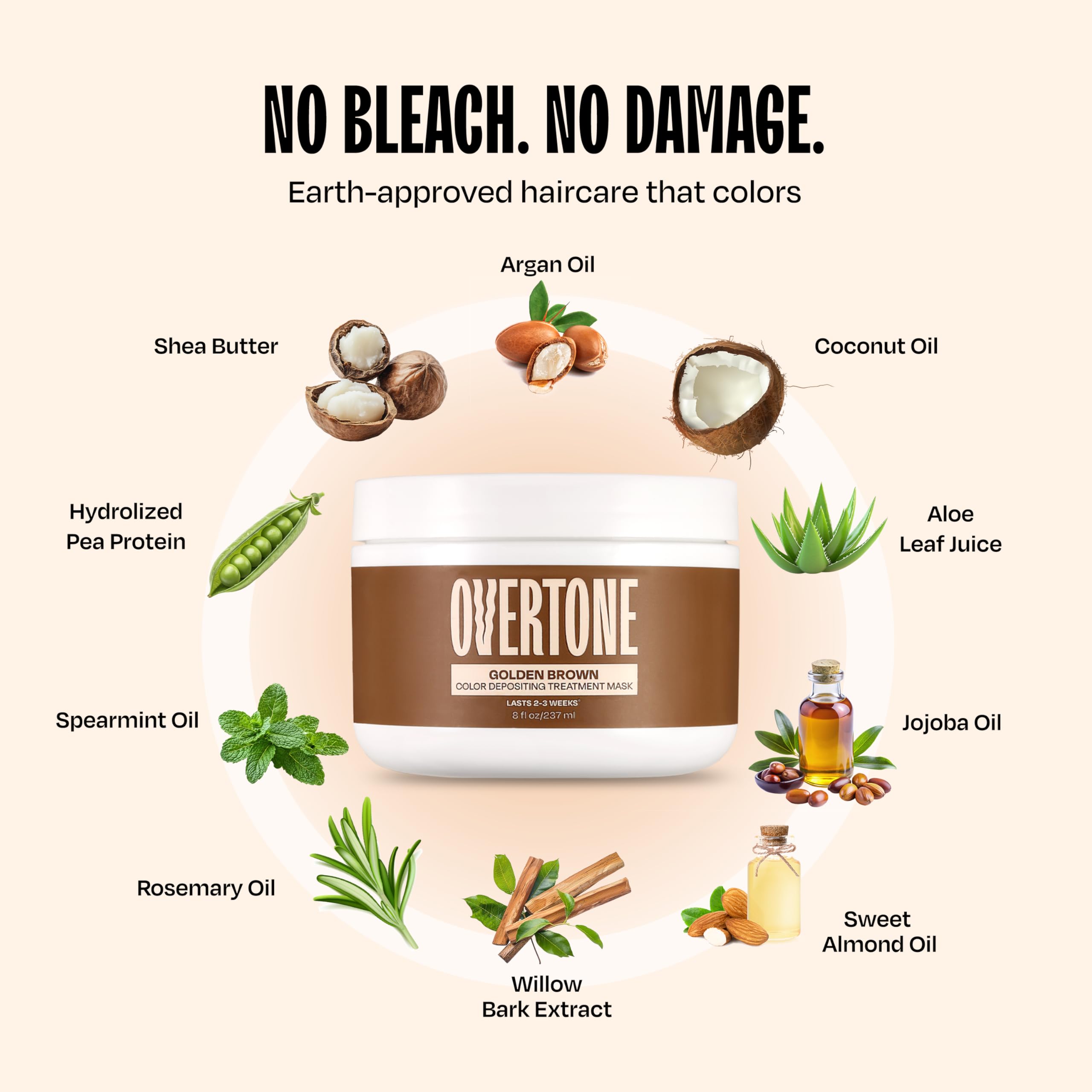 oVertone Golden Brown color swatches—visualize shade on strands.