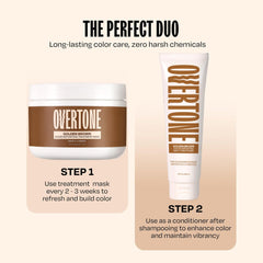 oVertone Golden Brown color with shea butter—nourishing care for hair.