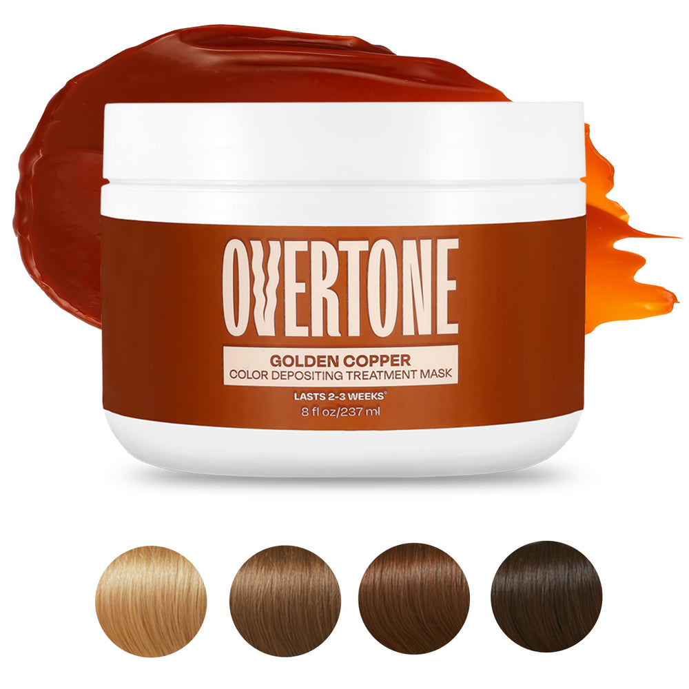 Overtone Golden Copper application action on hair for vibrant results