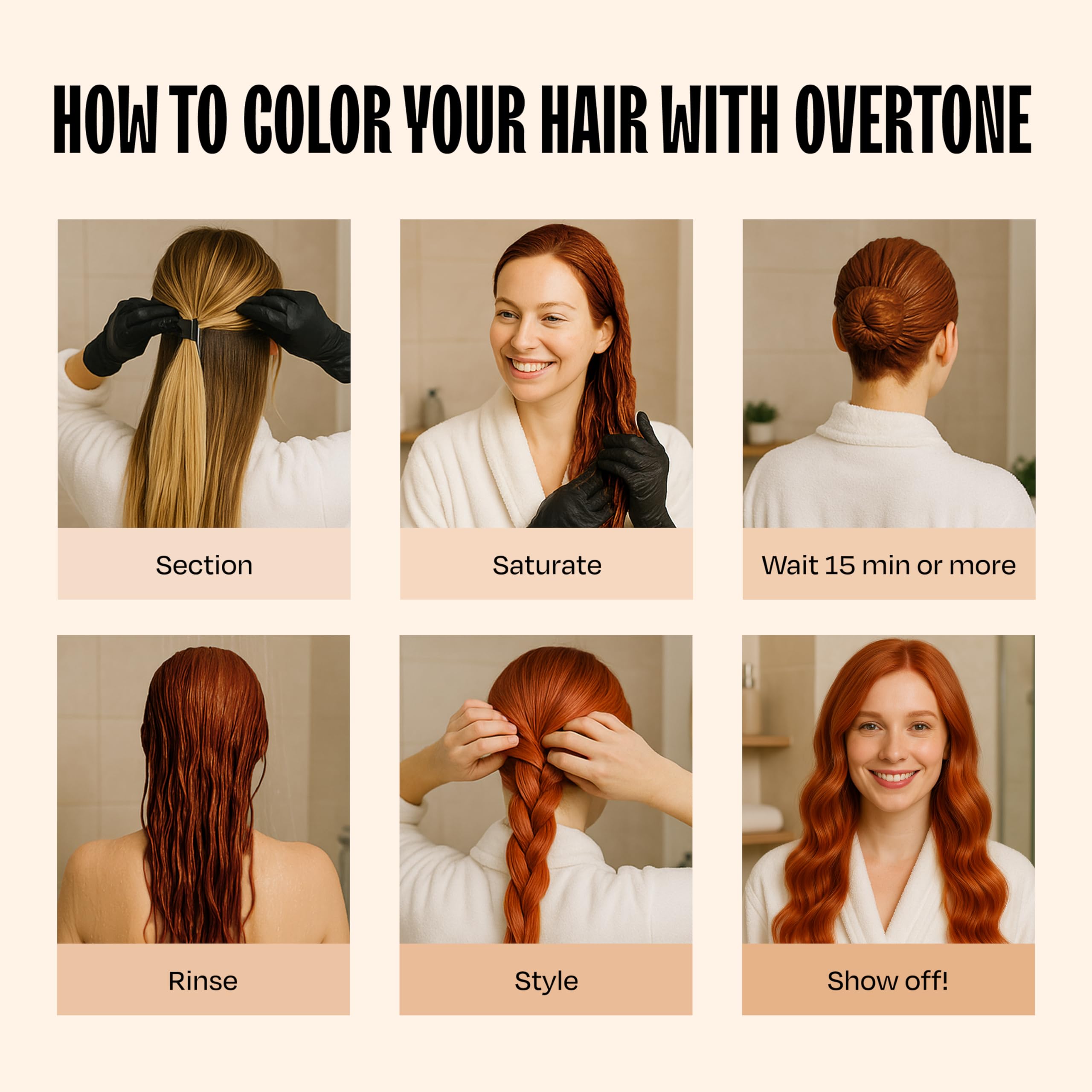 Overtone Golden Copper before-after comparison shows color change
