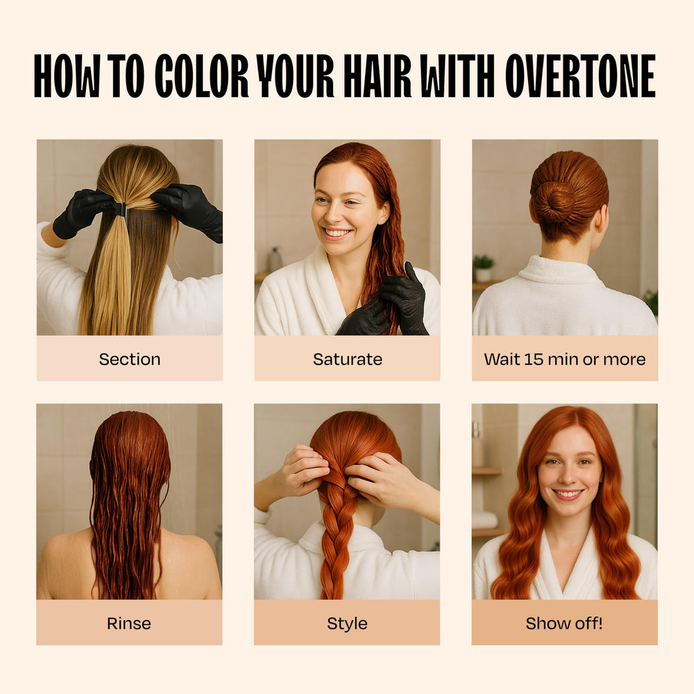 Overtone Golden Copper before-after comparison shows color change