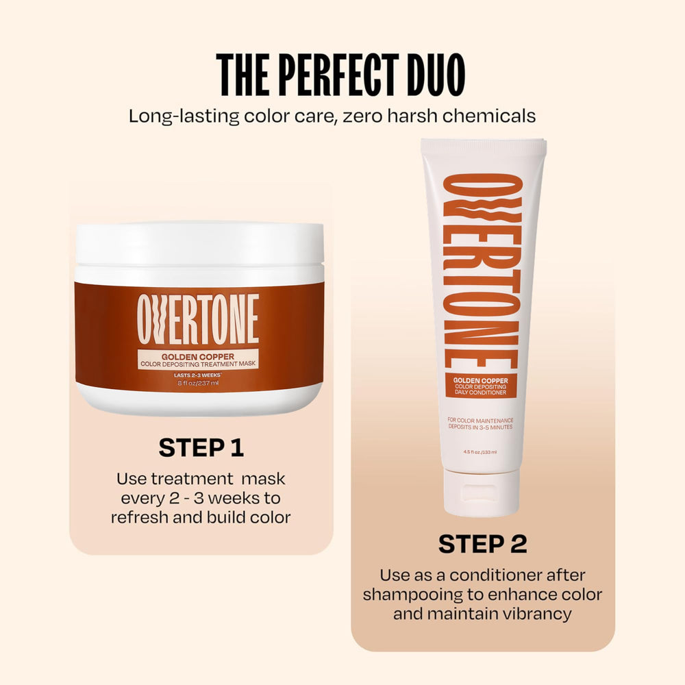 Overtone Golden Copper hair swatch brunette demonstrates color on dark base