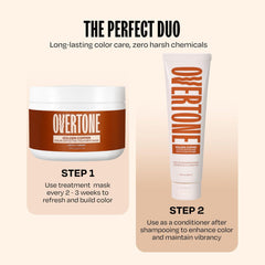 Overtone Golden Copper hair swatch brunette demonstrates color on dark base