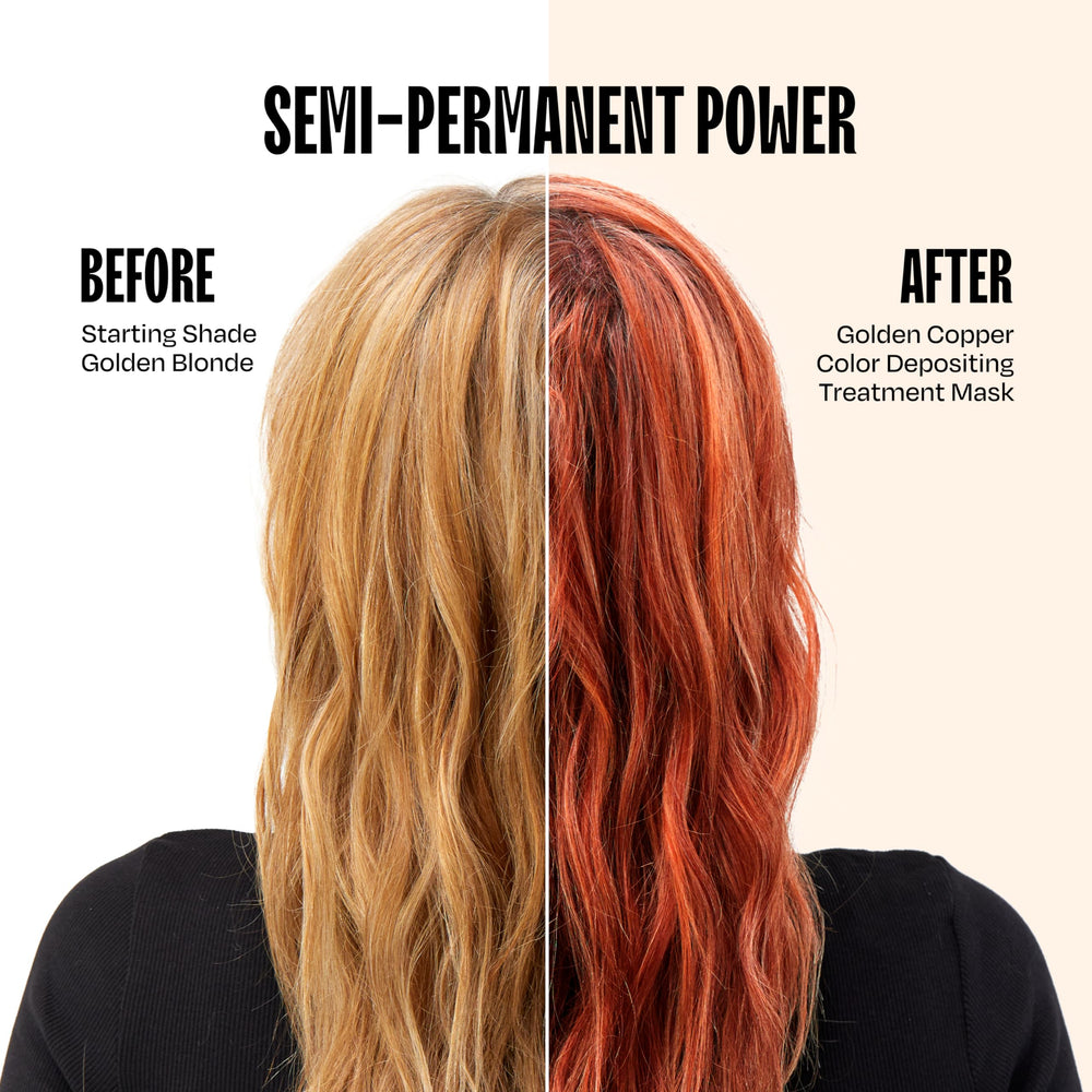Overtone Golden Copper hair swatch light shows shade on light hair