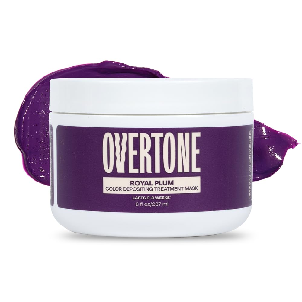 oVertone Royal Plum color deposit mask bottle for at-home vibrant refresh.