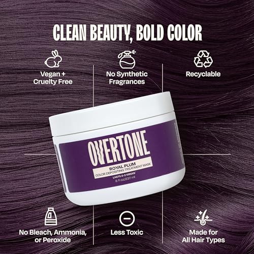 oVertone Royal Plum hair application process demonstrates even coverage.