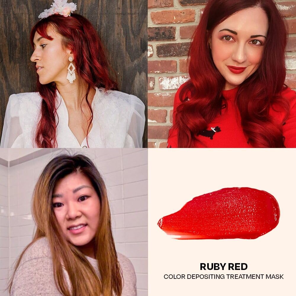 Overtone Ruby Red rinse method demonstrating color release with warm water.