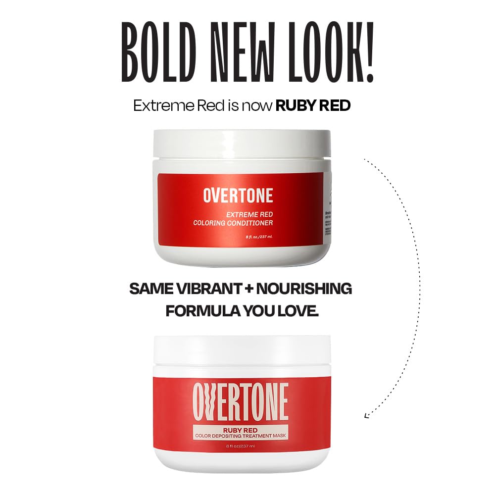 Overtone Ruby Red swatches on brown base indicate saturated results.