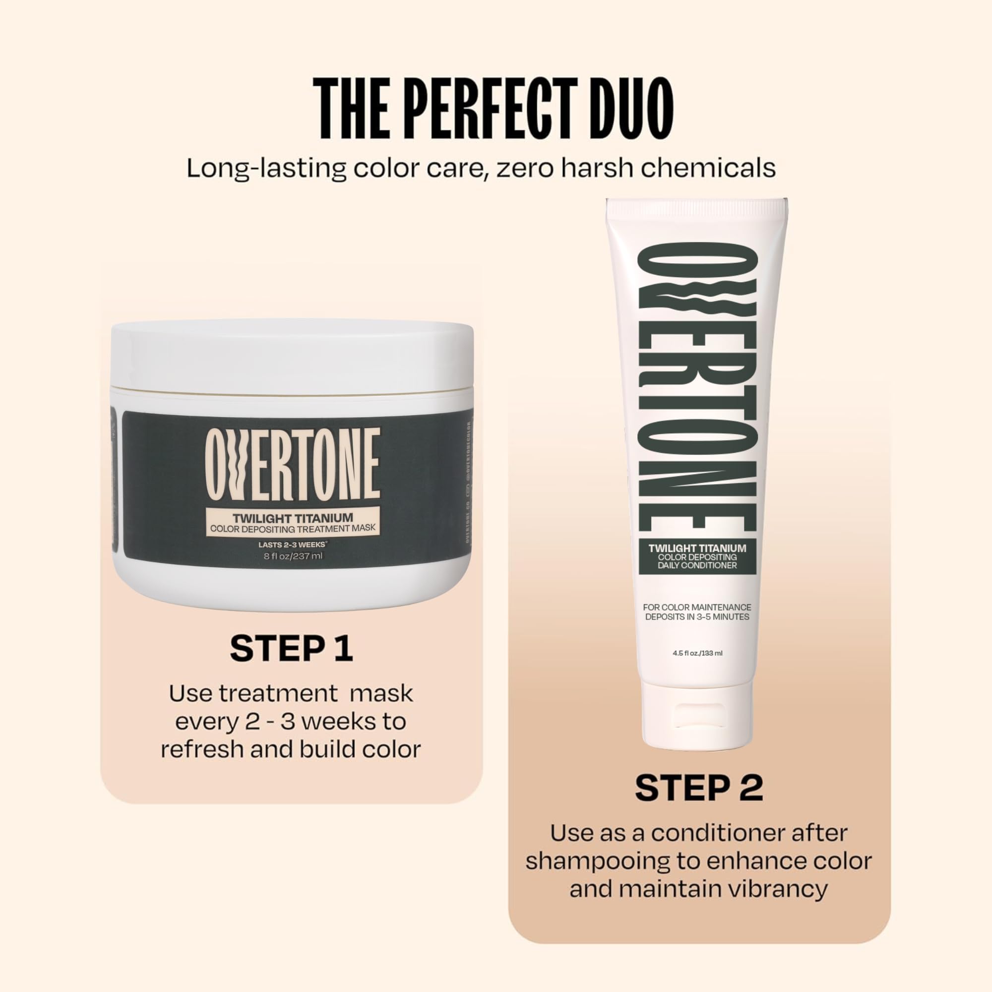Overtone Twilight Titanium color vial closeup with rich formula