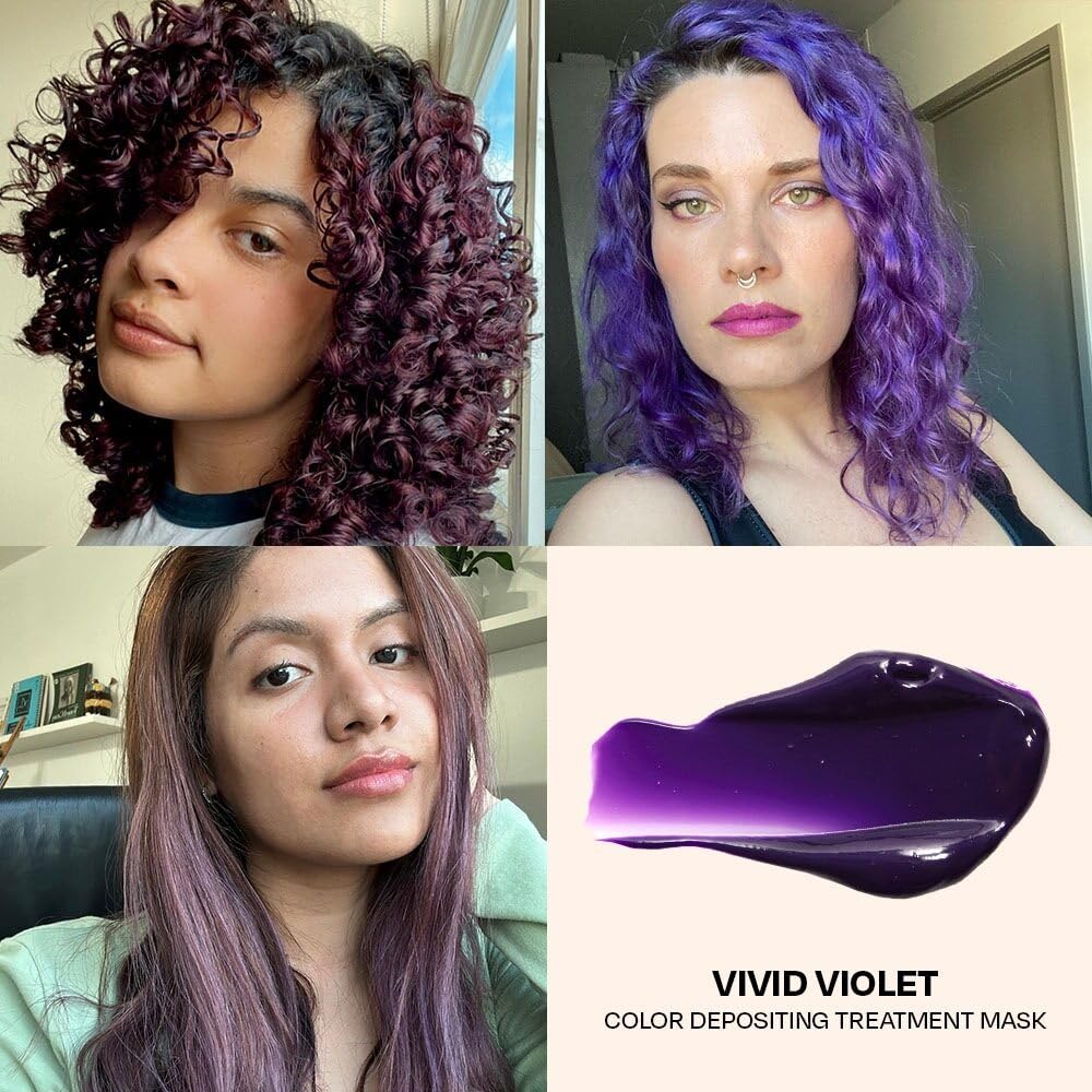 Overtone Vivid Violet color lasting about 3–5 weeks with gradual fade