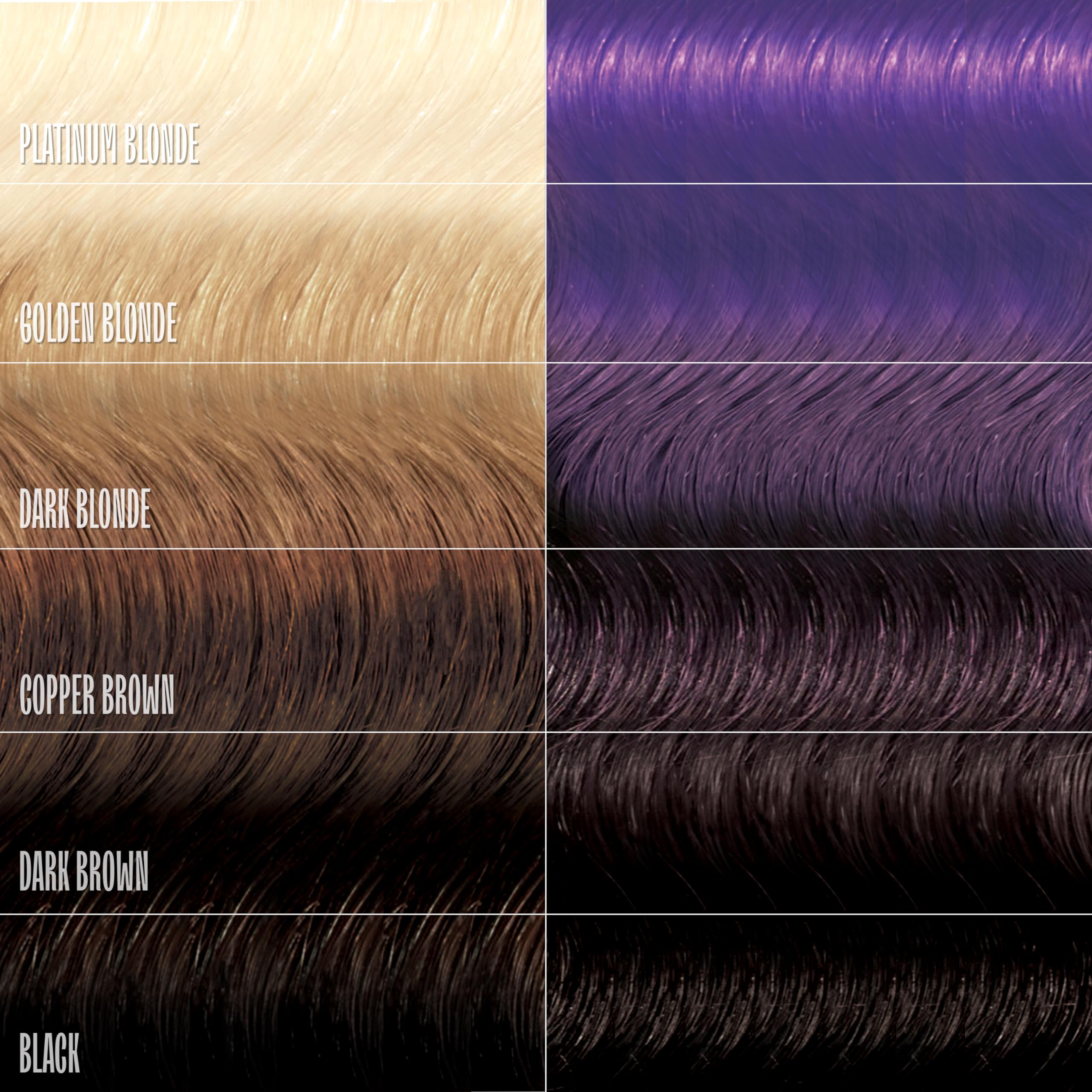 Overtone Vivid Violet hair after applying for a glossy finish