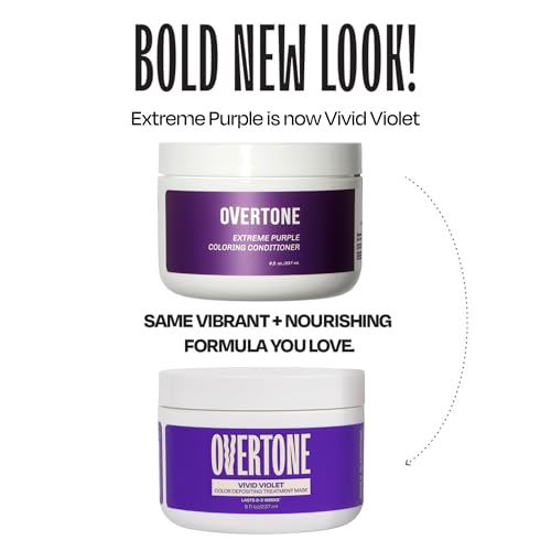 Overtone Vivid Violet mask application deposits color on hair
