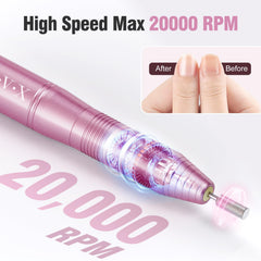 OVX nail drill speed control up to 20000 RPM for precise shaping.