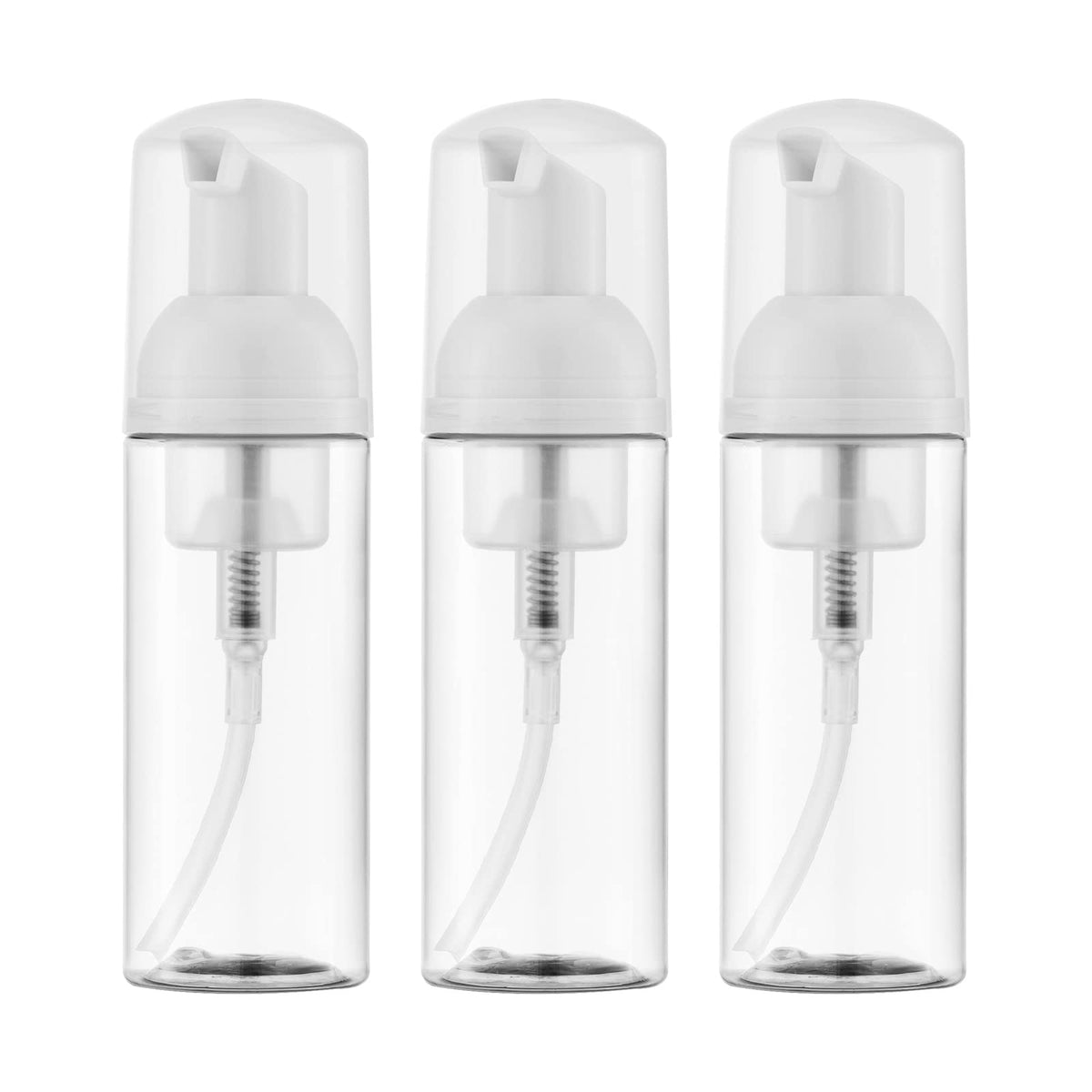 Owlyee 2oz foam pump bottle in clear plastic with cap, ideal for travel hand soap.