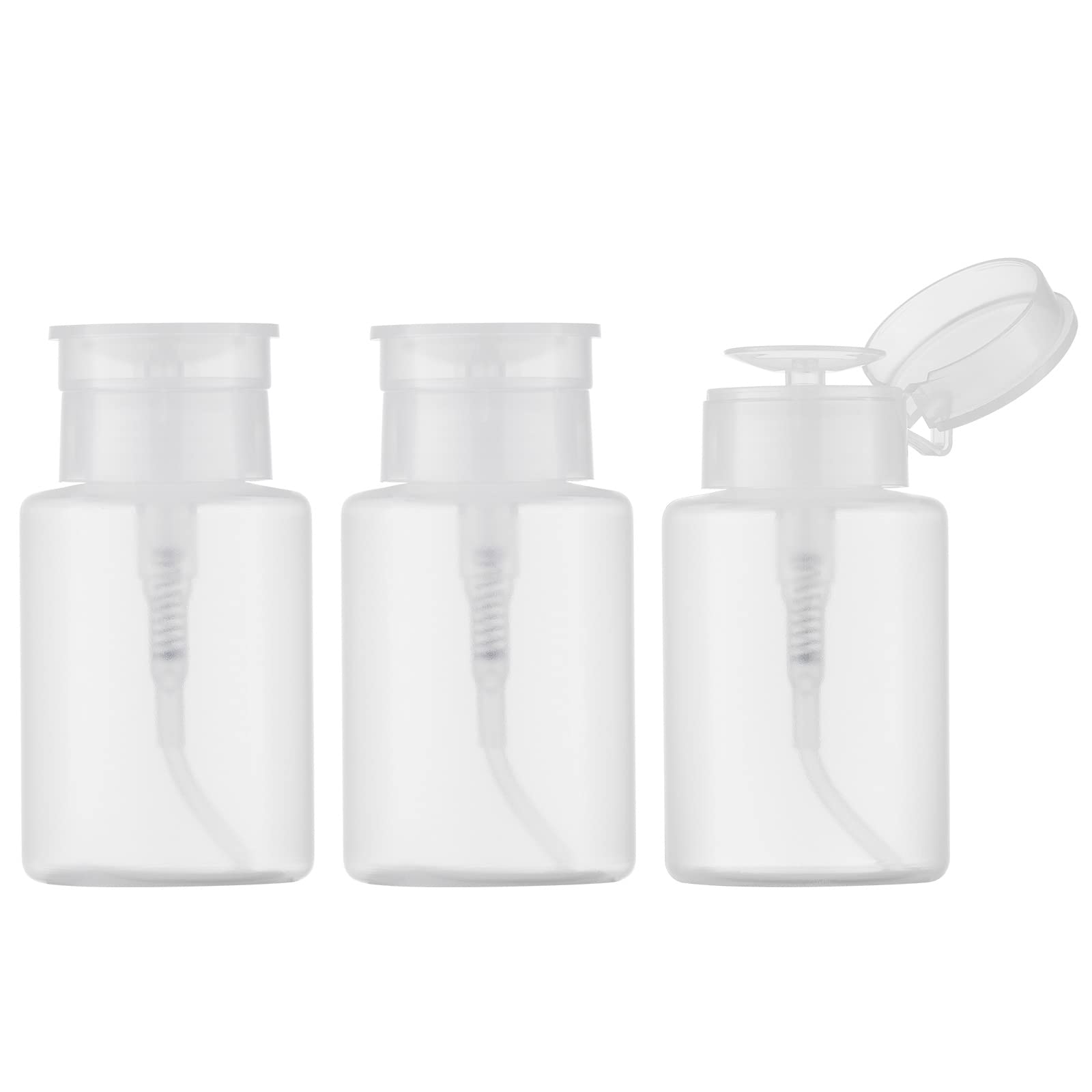Owlyee push-down pump bottle, clear 150ml, easy to dispense nail polish remover.