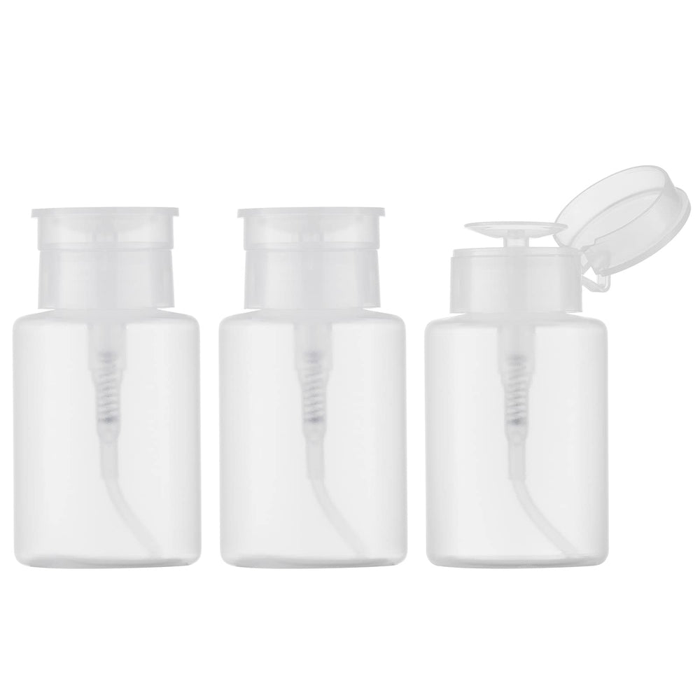 Owlyee push-down pump bottle, clear 150ml, easy to dispense nail polish remover.