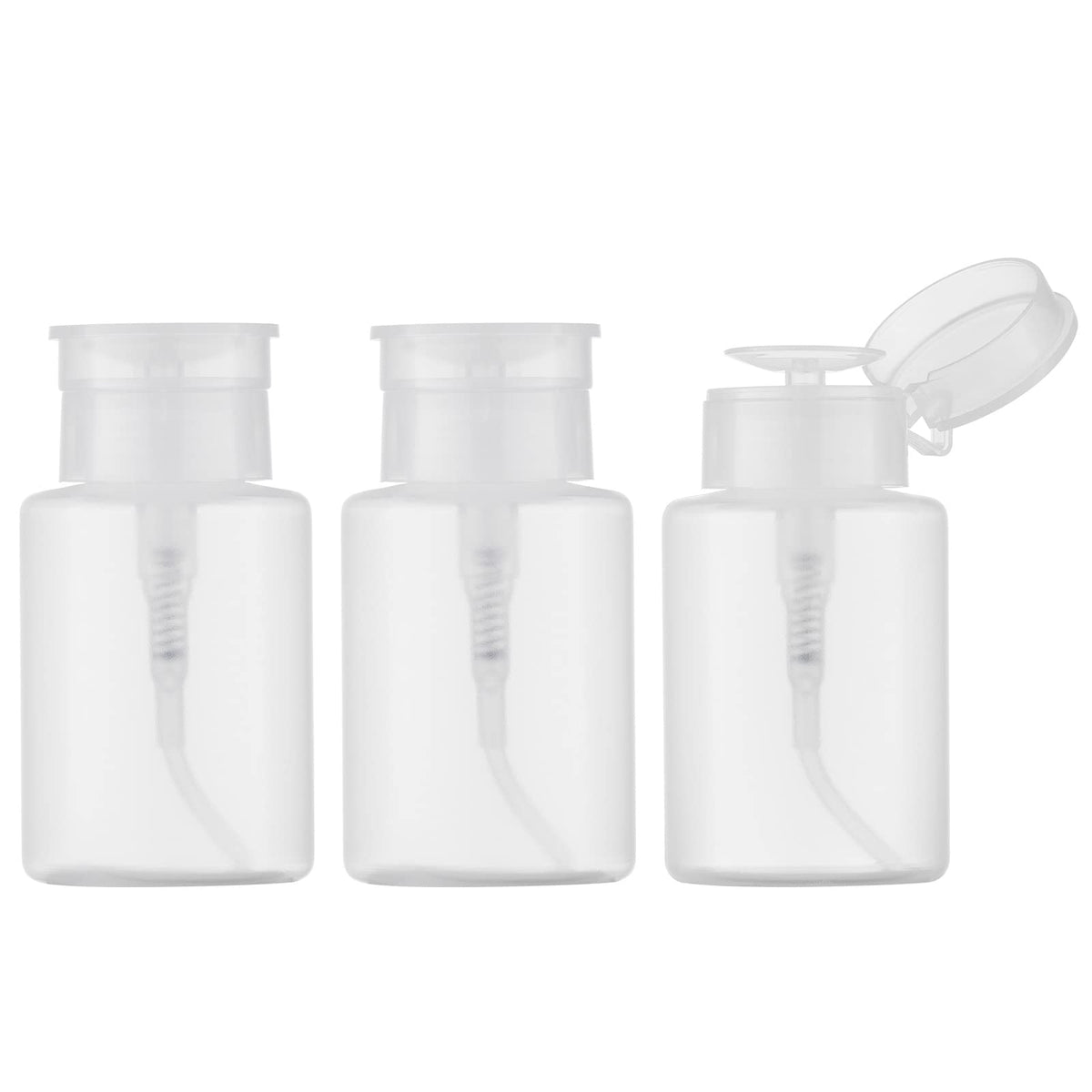 Owlyee push-down pump bottle, clear 150ml, easy to dispense nail polish remover.