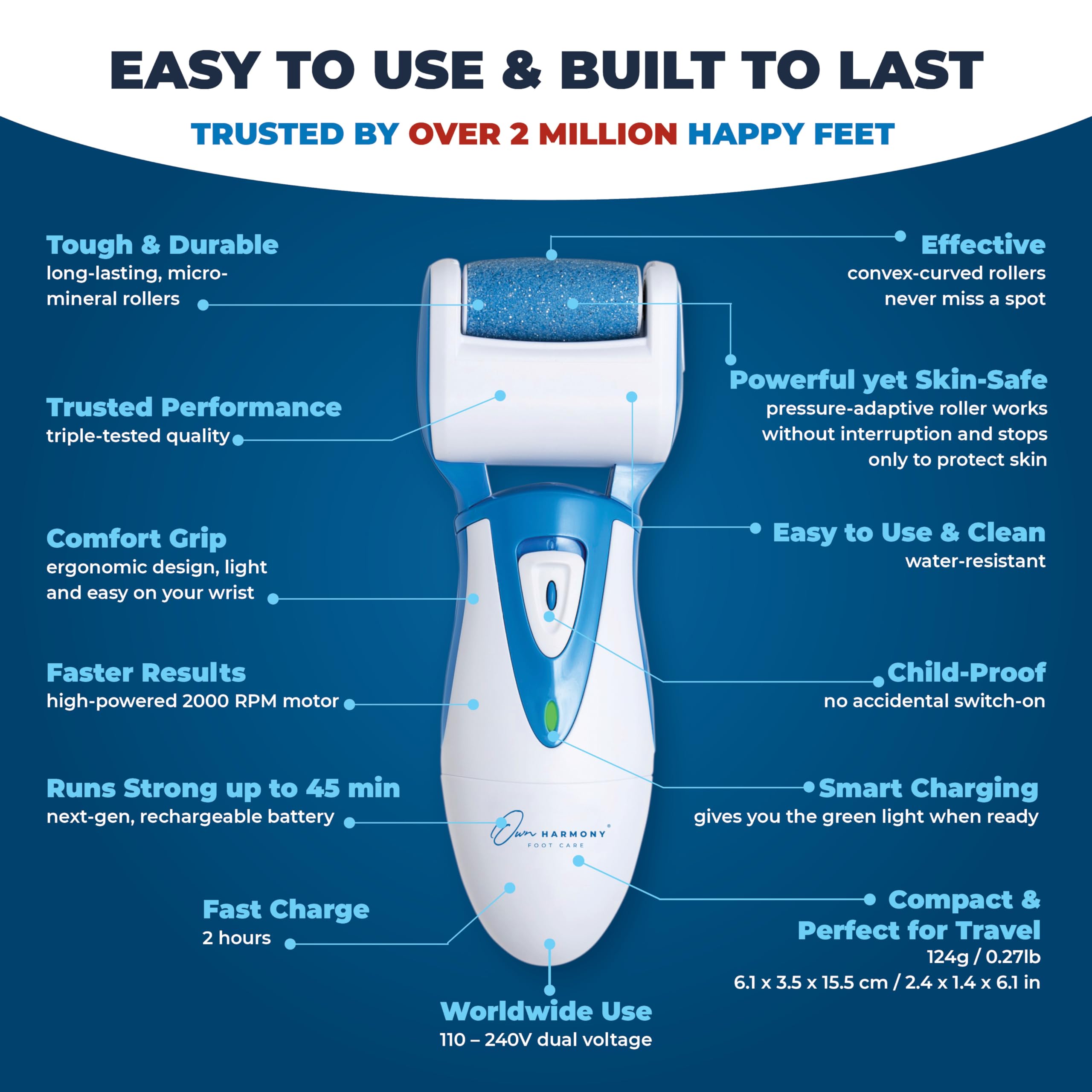 Own Harmony CR900 rechargeable battery enables cordless use during travel or at home.