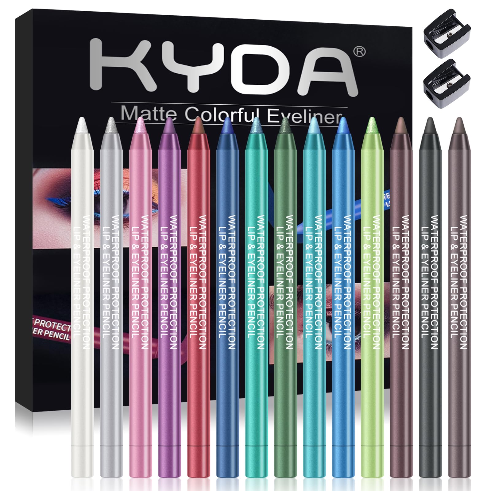 Ownest 14 Colors Eyeliner Pen color swatches show pearlescent and matte finishes.