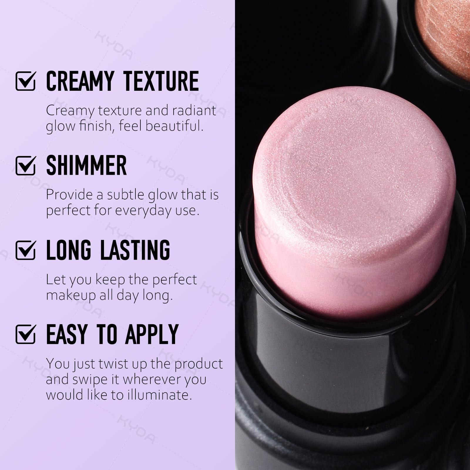 Ownest 2 Colors Highlighter Stick creamy texture close-up for blending