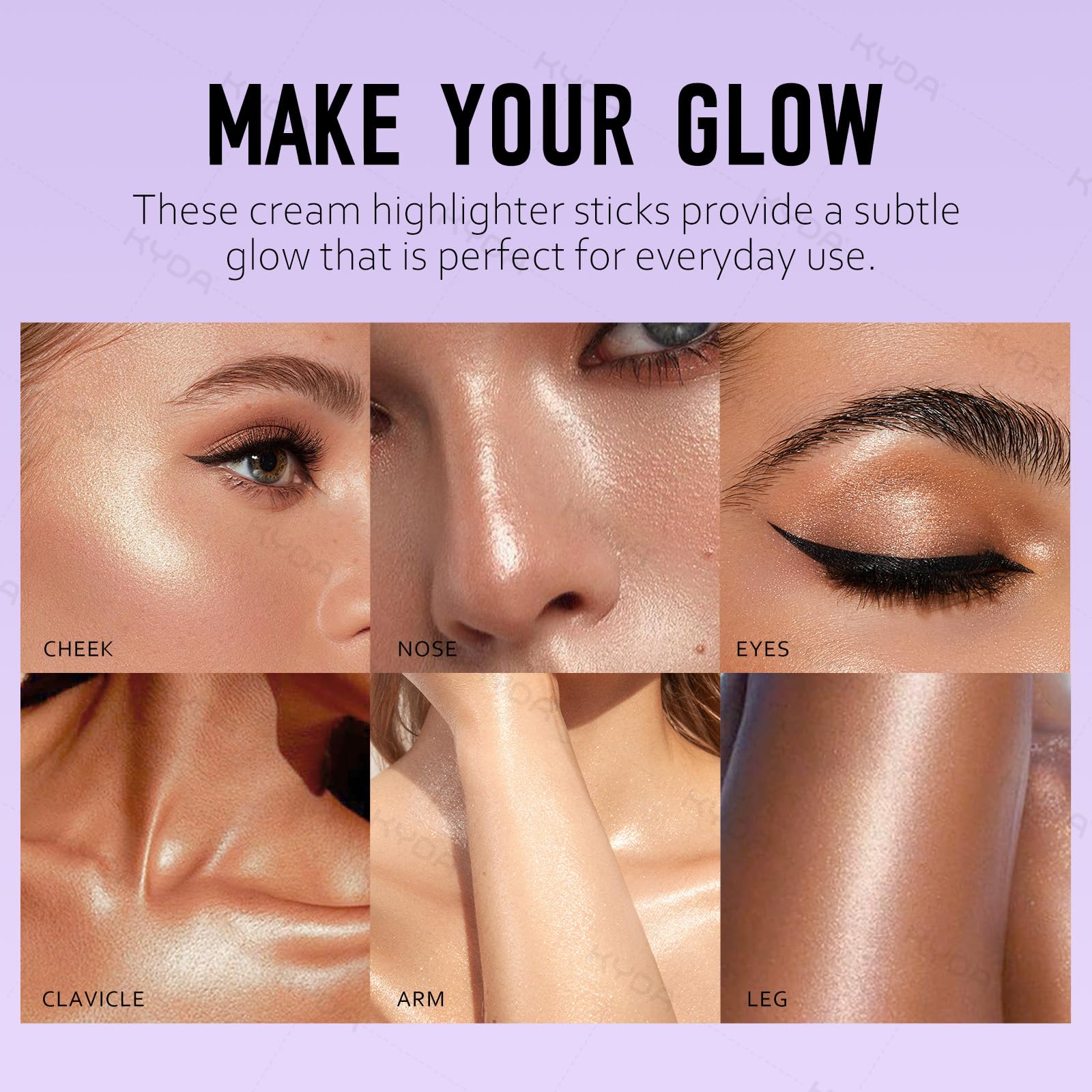 Ownest 2 Colors Highlighter Stick nose-bridge application