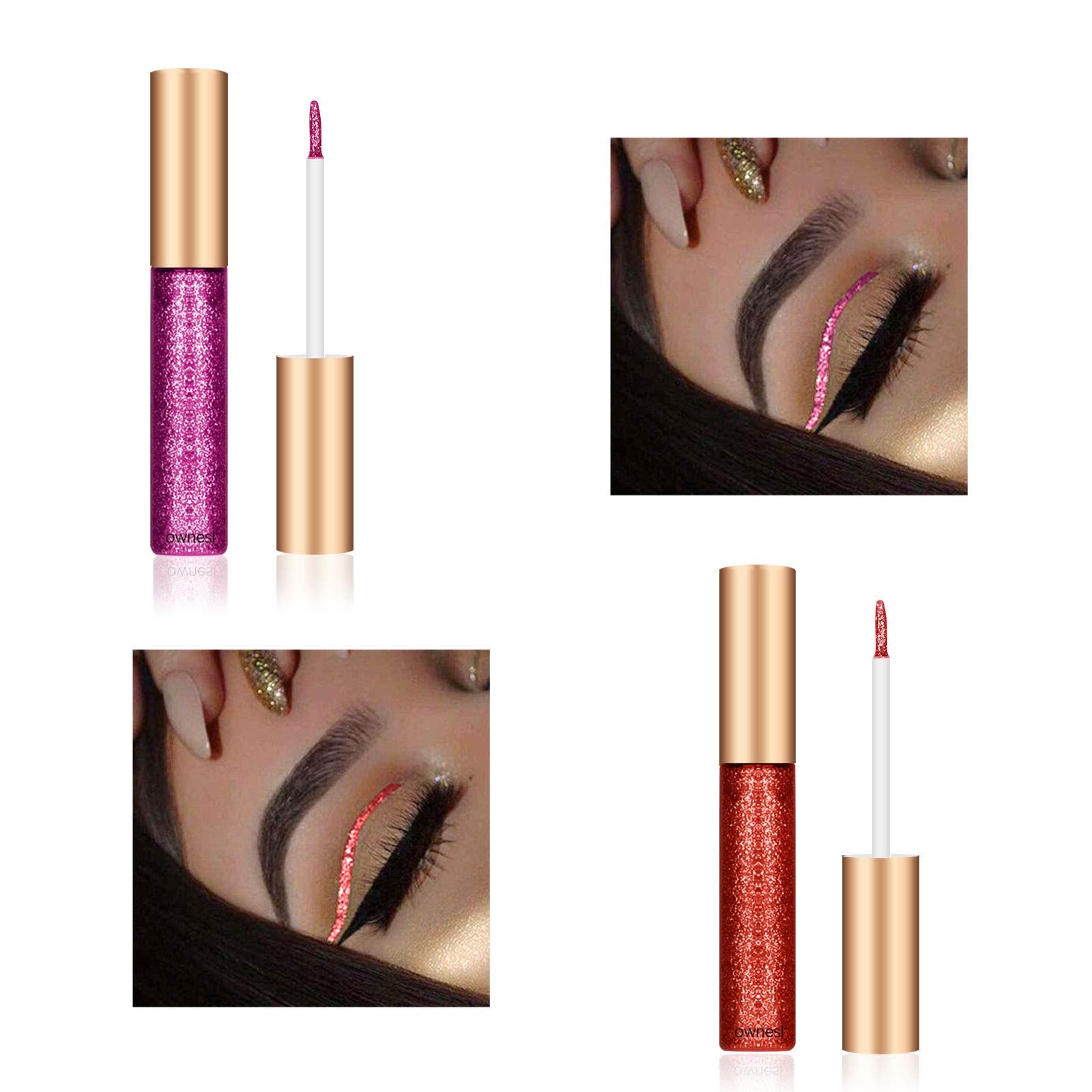 Ownest green glitter eyeliner bold color pop with waterproof finish