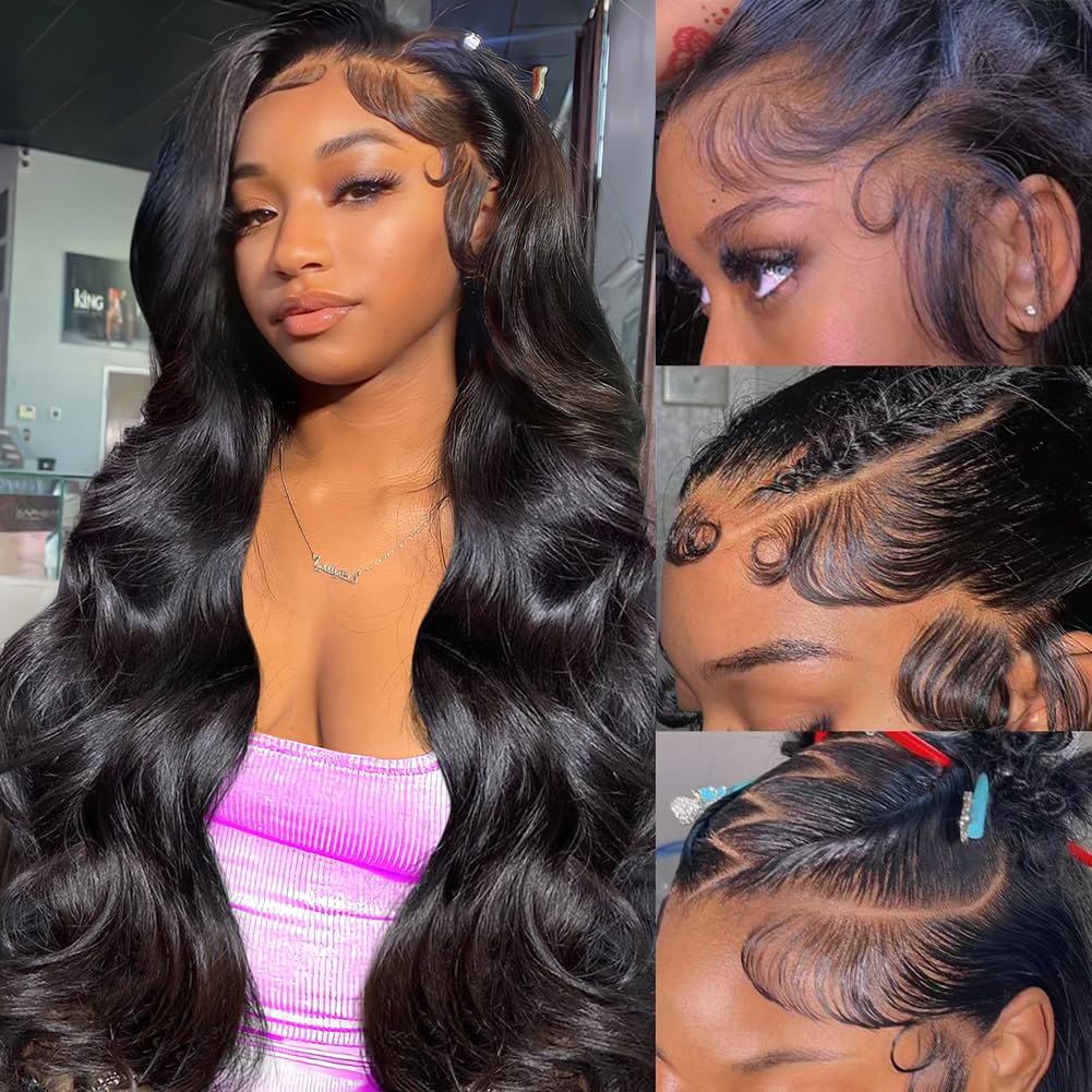 OWNROSE 30 inch body wave lace front wig for natural daily wear