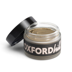 OXFORDhill Texture Clay Pomade jar closeup showing natural matte finish for versatile styling.