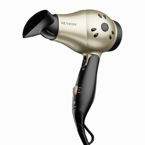 OXO Revlon 1875W compact dryer with folding handle for travel-friendly packing