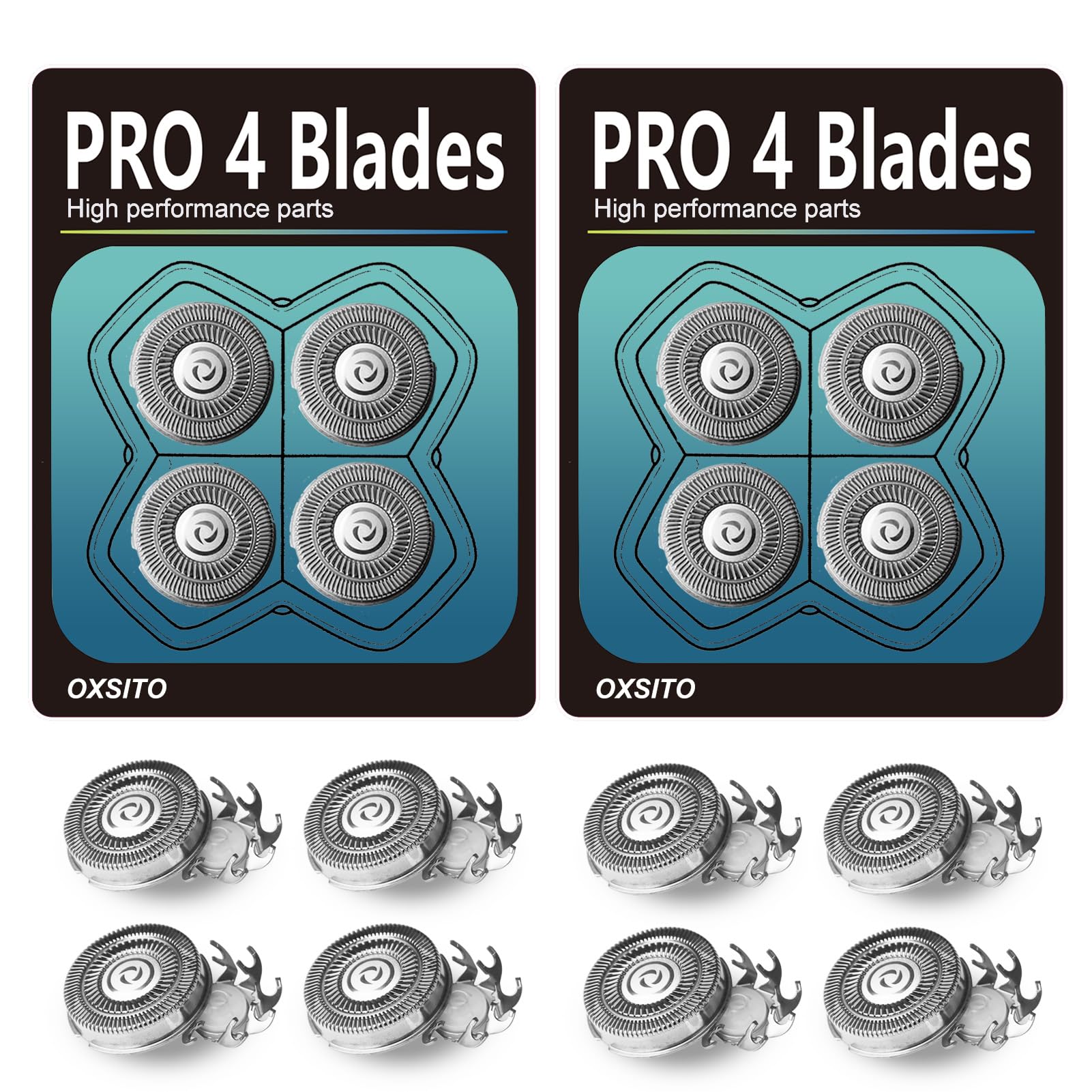 OXSITO 8Pack Pro gold blades offer a smooth, efficient shave for head and body grooming.