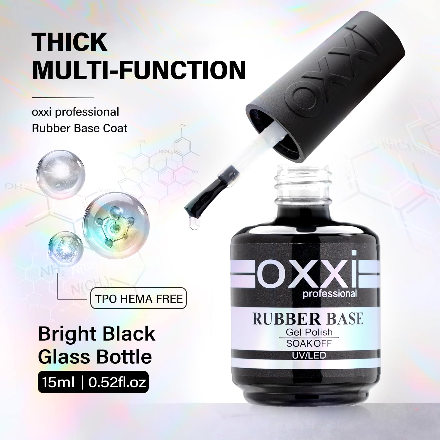 OXXI Professional rubber base gel brush application for smooth results.