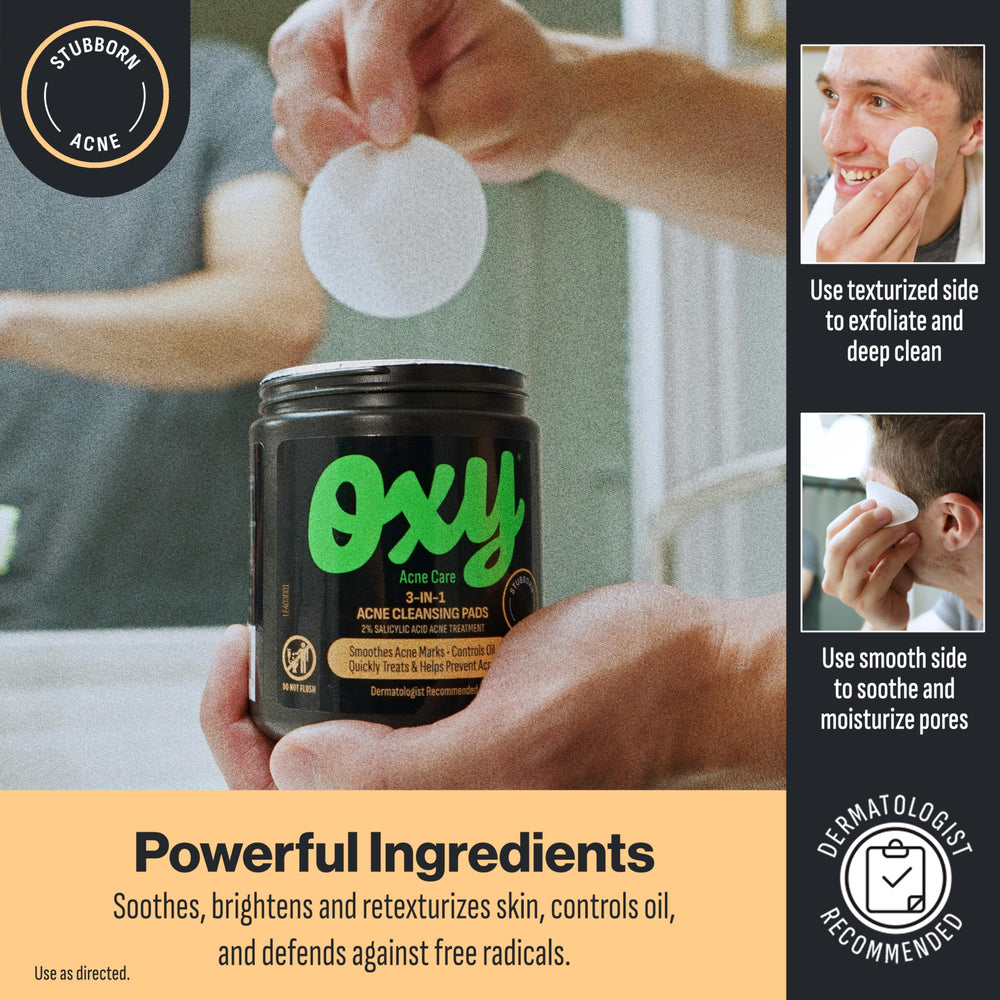 Oxy medicated pad delivers 2% salicylic acid for deep cleansing.