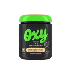 Oxy 3-In-1 pad with textured side exfoliates and unclogs pores for clearer skin.