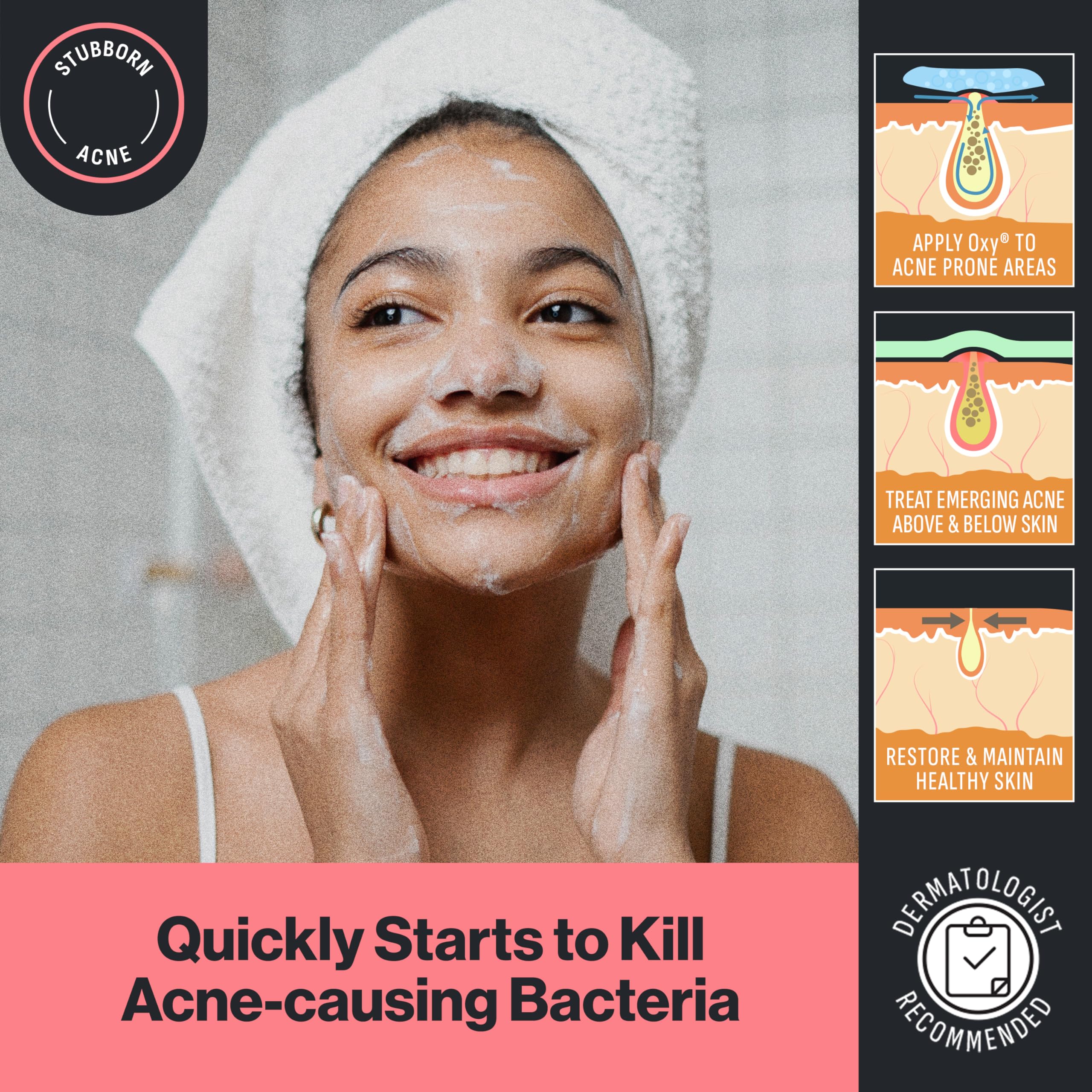 Texture close-up of Oxy Face Wash showing rich lather for acne care.