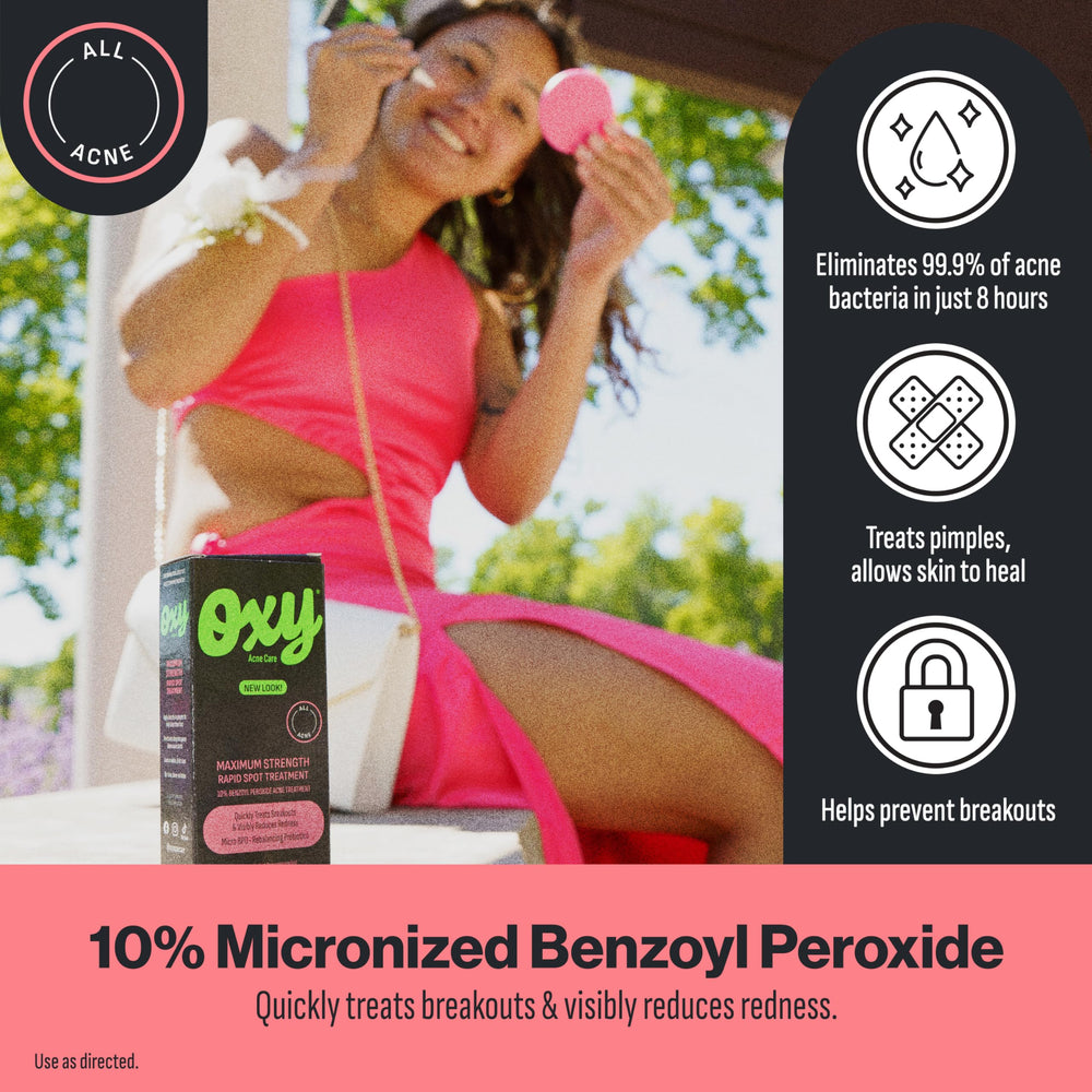 Oxy Rapid Spot Treatment with prebiotics highlighting microbiome-friendly formula.