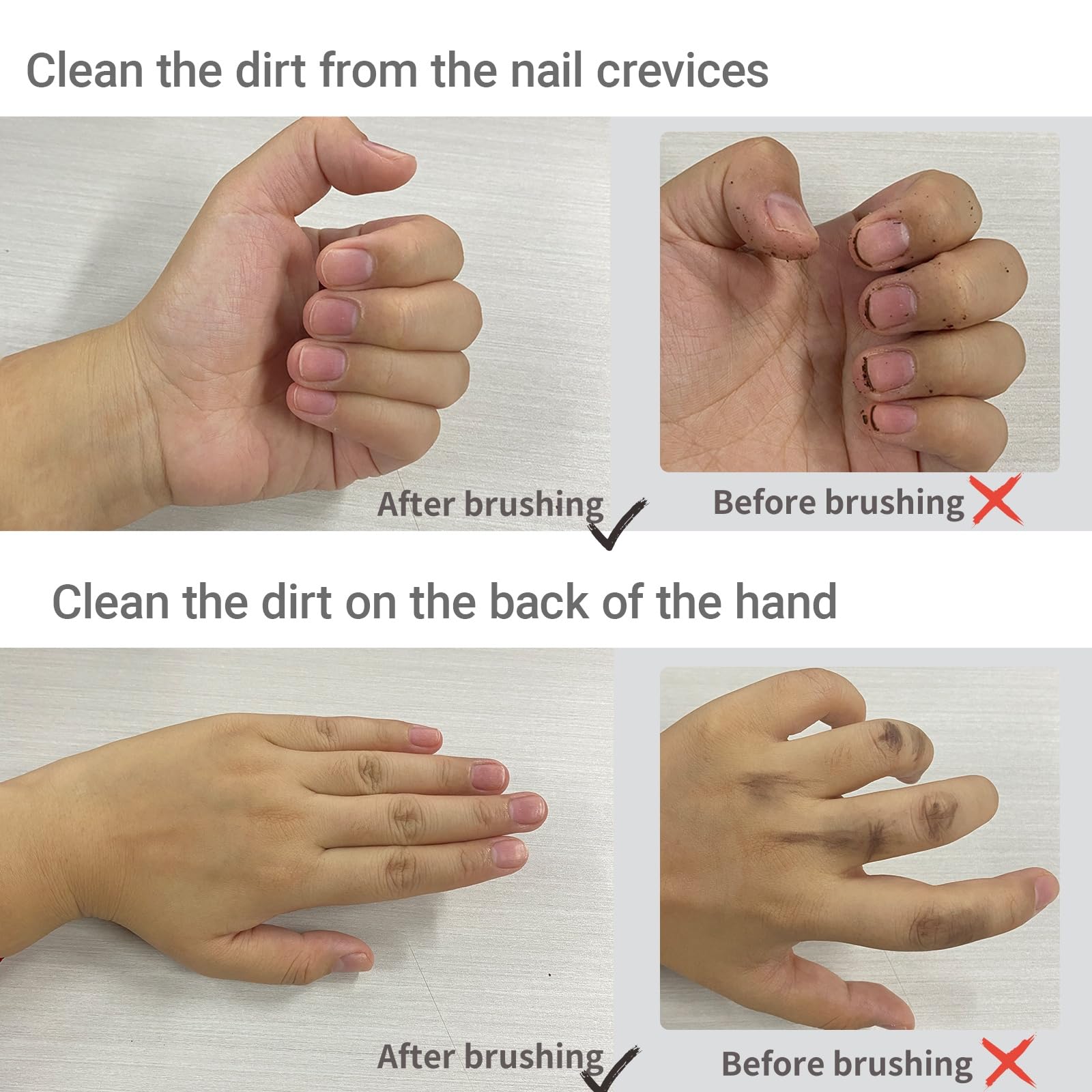 OYEWALLS short-bristle side for under-nail grime removal