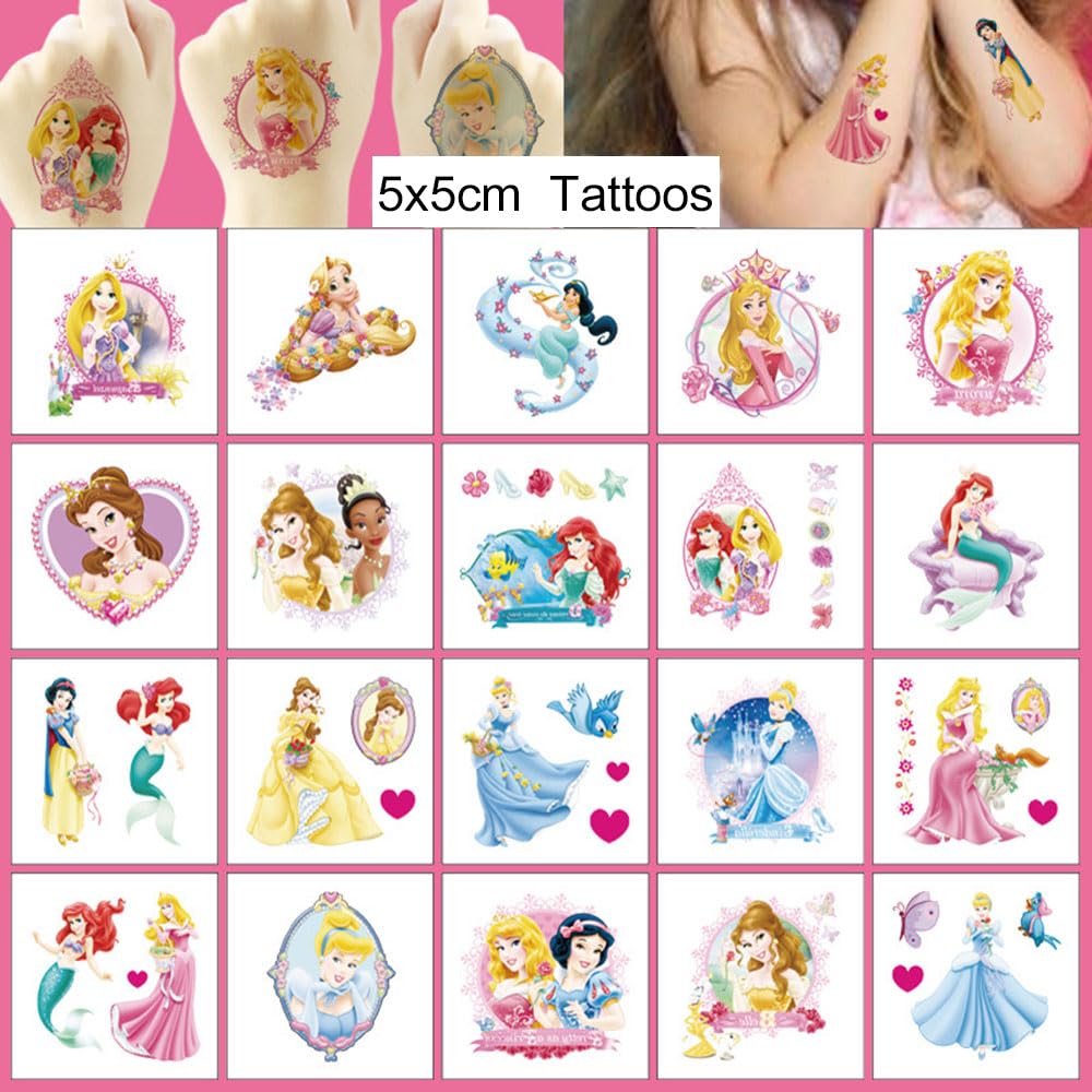 OYZX tatuajes princesas Disney, duración de 3-5 días para fiestas y juegos.