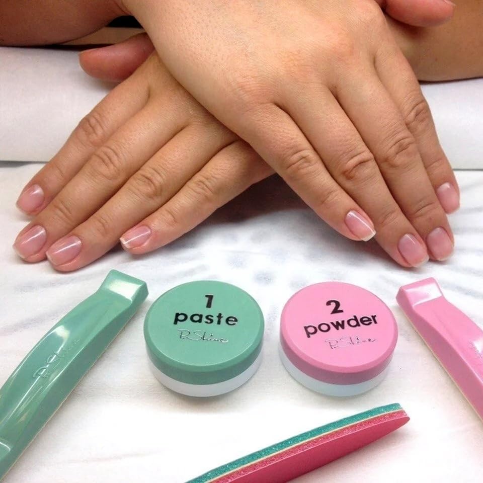 P-Shine premium buffing tools shown for precise nail care.