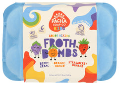 Pacha Soap Bomba espuma cambia color, vista frontal atractiva para clientes
