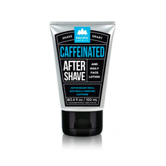 Pacific Shaving caffeinated aftershave bottle closeup showing a refreshing morning routine