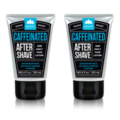 Pacific Shaving Co caffeinated aftershave bottle with cooling spearmint