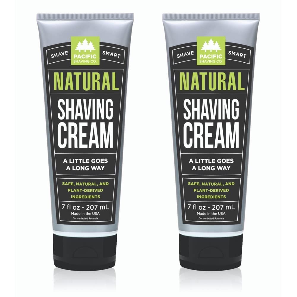 Pacific Shaving Company natural shaving cream jar front view with shea butter for hydrated sensitive skin