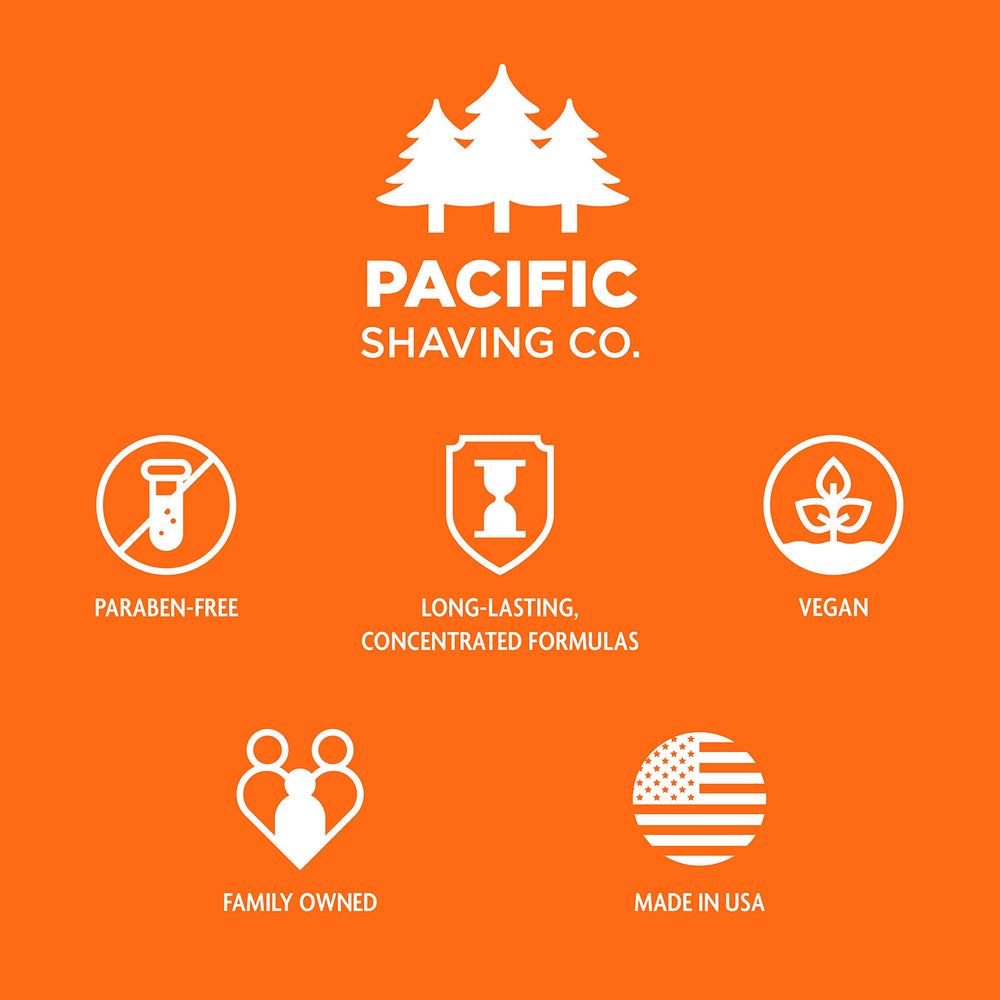 Closeup of Pacific Shaving Co packaging and branding