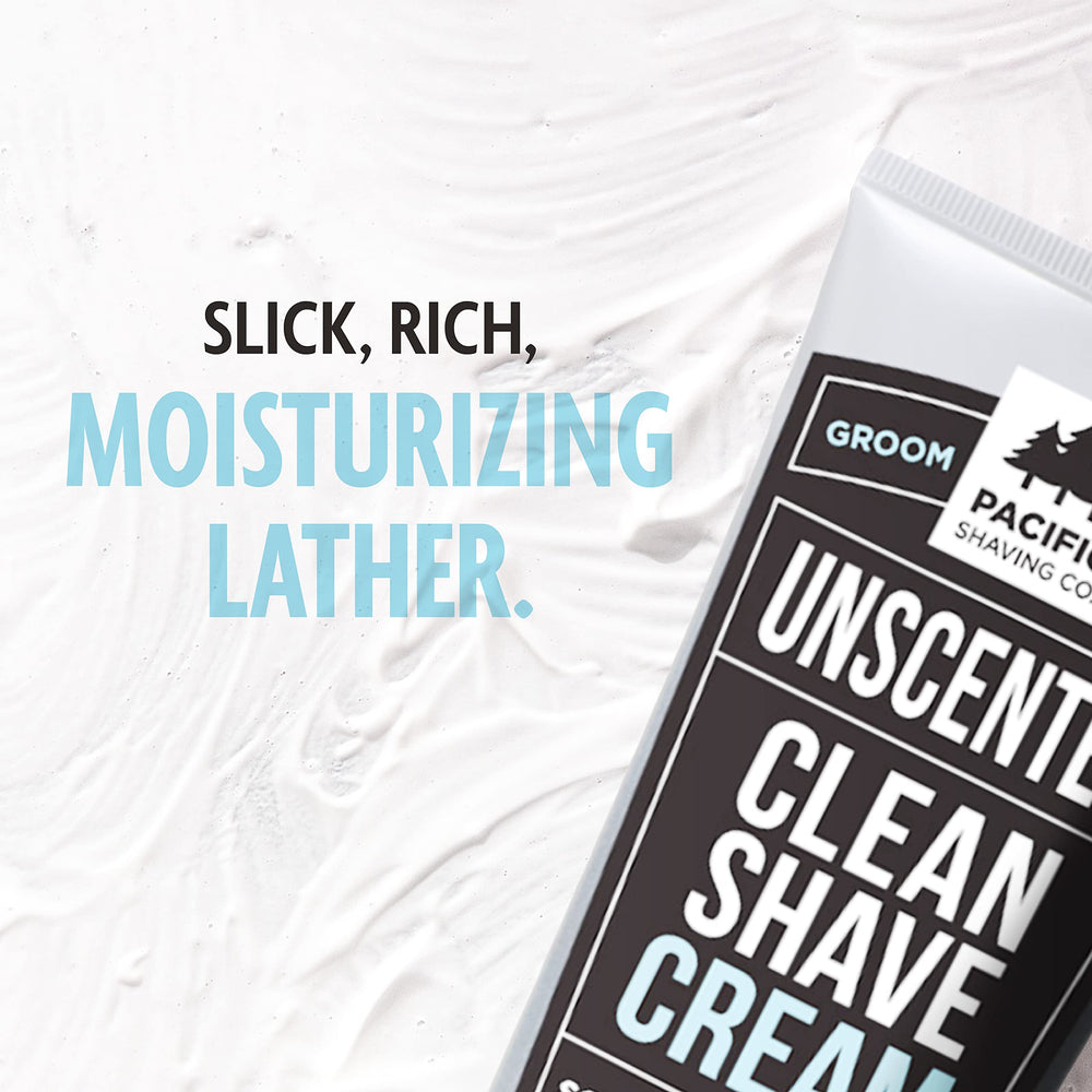 Pacific Shaving Company fragrance-free shaving cream in a 7 oz jar for sensitive skin.